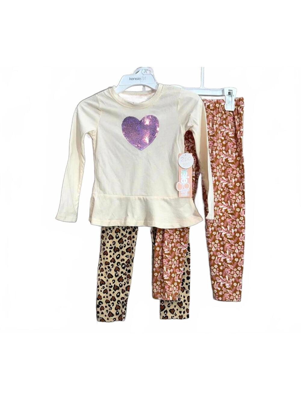 Kensie Girls' Size 6 Long Sleeve Top and (2) Leggings Set